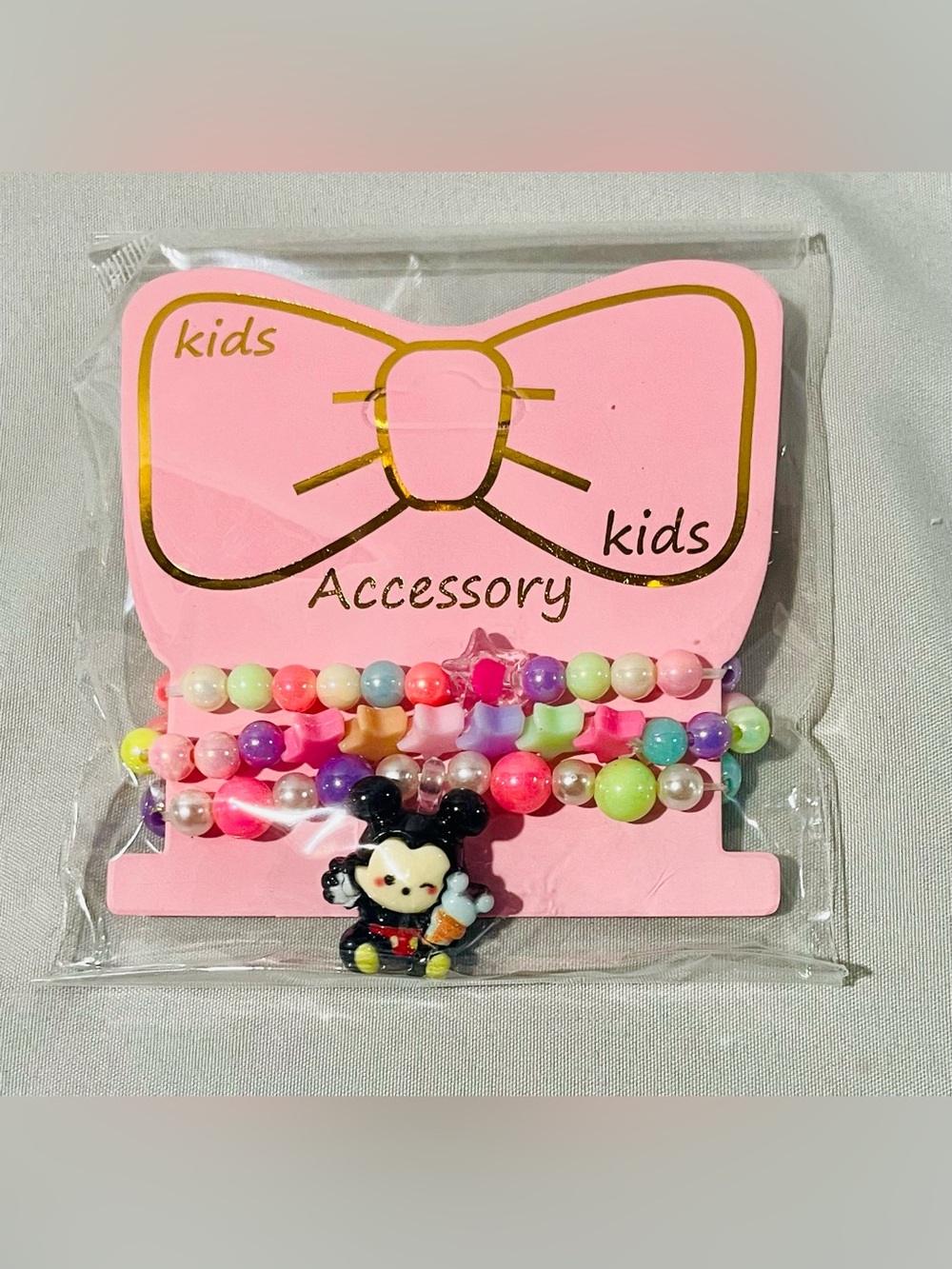 Kids Beaded Charm Bracelet Set - Pastel Multicolor